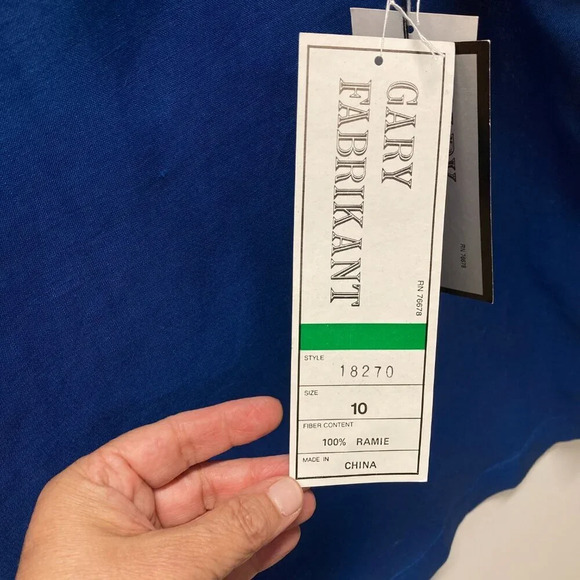 Vintage Gary Fabrikant Tank Top, Size 10, Ramie, Royal Blue, New w Tags - Picture 7 of 9